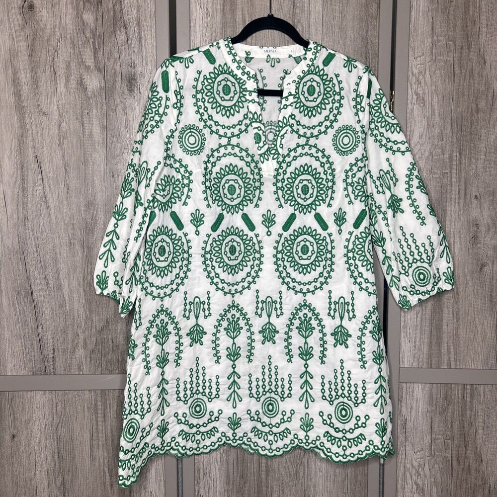 Mersea Tunic Top Mini Dress Boho Embroidered S